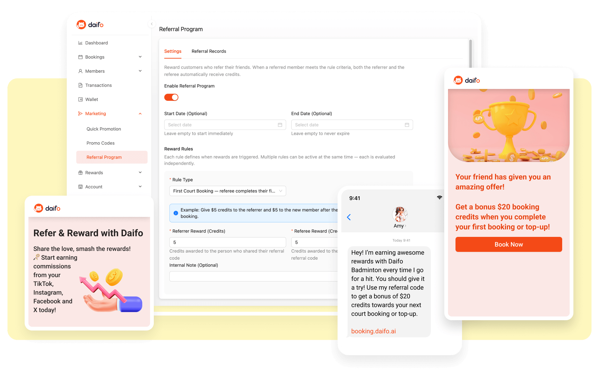 The Daifo referral marketing dashboard