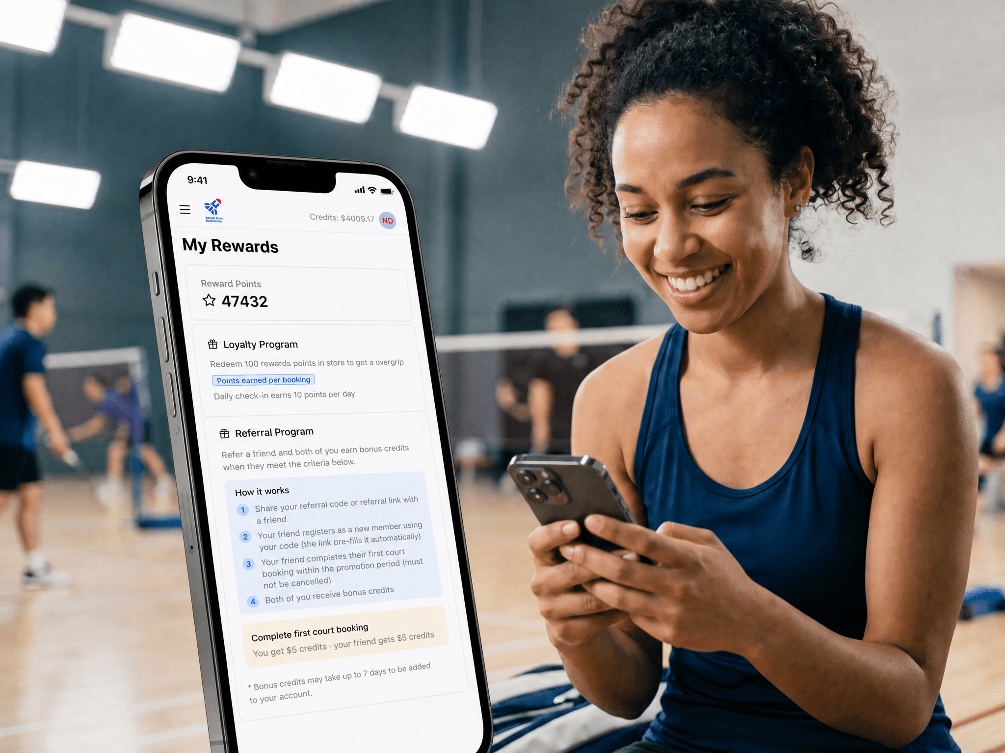 A member's points balance on their phone